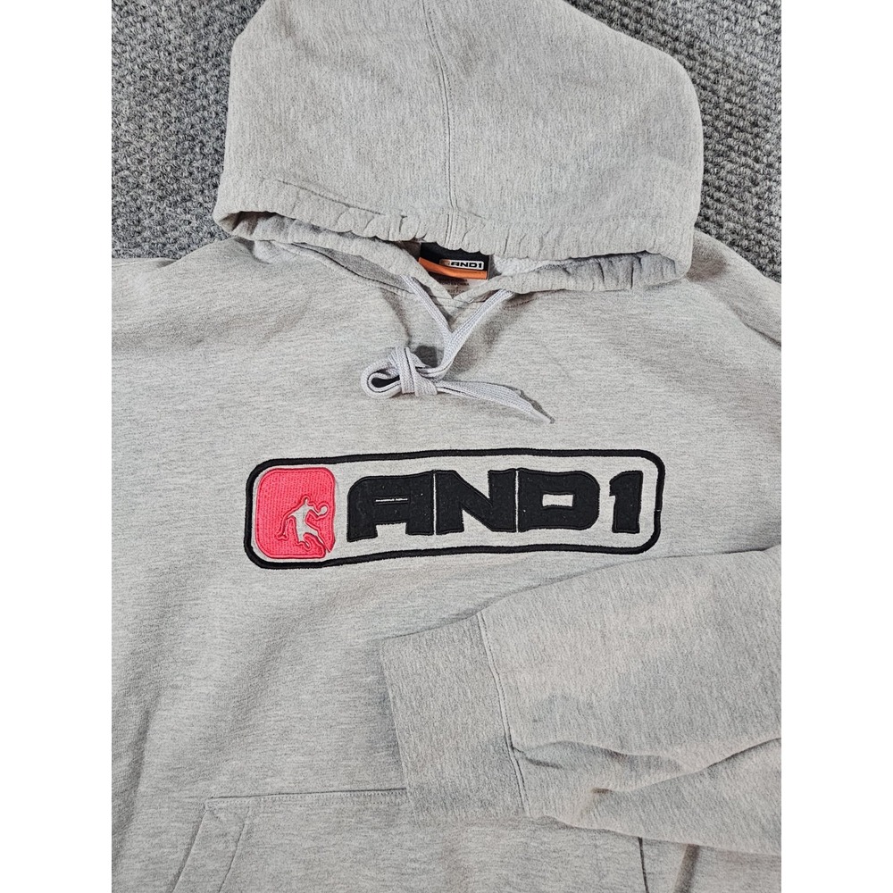 Vintage And1 Hoodie Mens XXL Gray‎ And One Sweater Streetball Basketball Y2K